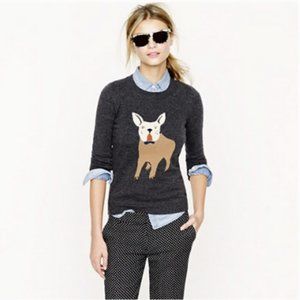 J.Crew Frenchie Dog Gray Crewneck Sweater